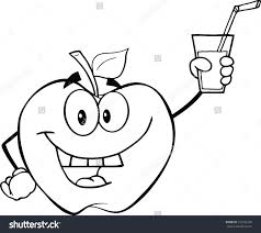 Black And White Characters Cartoon Black And White Apple Cartoon Character Holding A Glass With Drink Black And White Cartoon Cartoon Cartoon Characters