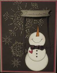 What Did One Snowman Say To The Other Snowman Lost Snowman Card I Just Adore These Little Snowmen Looking Up Christmas Cards Handmade Christmas Cards Homemade Cards