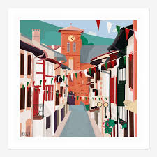Saint Jean Pied De Port Hekikaii Illustrations Pays Basque Affiches De Voyage Retro Affiches Retro