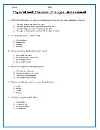 Physical And Chemical Changes Assessment 5th Science Chemical Changes Physics Science Assessments