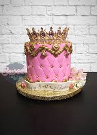 Glam 24th Birthday 26th Birthday Cake For Her Pink Quilted Cake With A Crown On Top 25th Birthday Cakes Pink Birthday Cakes Birthday Cake Crown