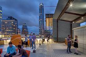 Modern roof deck layouts are light and also sophisticated. Urban Roof Deck Commercial Mckinney York Architects
