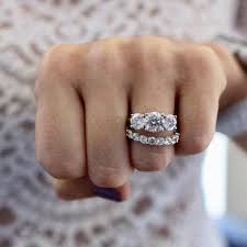 White Gold Fn Round Diamond 3 Stone Engagement Ring Wedding Band Bridal Set 2 Ct Aonejewels Wedding Ring Bands Diamond Wedding Bands Stone Engagement Rings