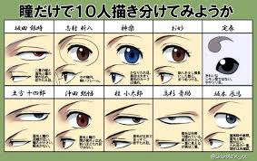 瞳だけで１０人描き分けてみよう 銀魂 イラスト 男の子 イラスト 漫画 目