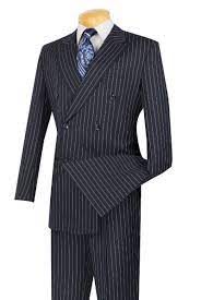 Vinci Men S Navy Blue 1930s Banker Stripe Double Breasted Suits Dss 4 Banker Stripes Suit Fashion Suits