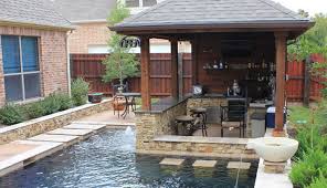 This outdoor kitchen features a barbecue grill. Pool And Outdoor Kitchen Design Ideas Laptrinhx News