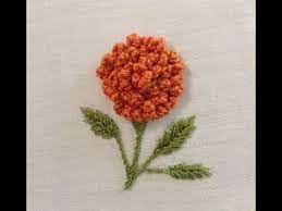 12 Hand Embroidery Marigold Flower Youtube Hand Embroidery Flowers Embroidery Flowers Hand Embroidery