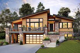 Plan 69746am Modern Home Plan For An Up Sloping Lot Contemporary House Plans Flat Roof House Modern House Exterior