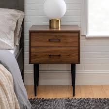 20 In Dark Walnut Olivia 2 Drawer Side Table In 2020 Side Tables Bedroom Modern Bedside Table Side Table Wood