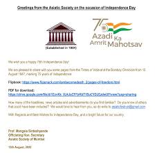 Greetings from the Asiatic Society on ...