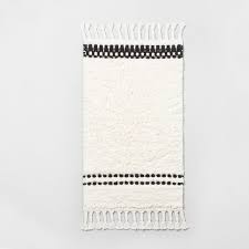 Find modern bath mats that have high absorption rates and quick drying designer bathroom rugs. Stitch Stripe Bath Rug With Braided Fringe White Black Hearth Hand With Magnolia Target