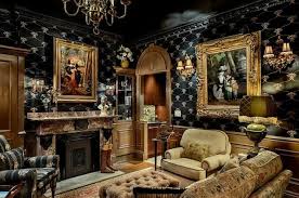 Salon En Style Victorien Avec Noir Dore Et Grands Tableaux Design Tms Architects Victorian Living Room Victorian Rooms Black And Gold Living Room