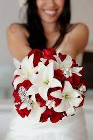 Flowers with which to make your gorgeous red wedding bouquets with: 24 Wedding Bouquet Ideas Inspiration Peonies Dahlias Lilies Wedding Flowers Wedding Themes Winter Wedding Bouquets