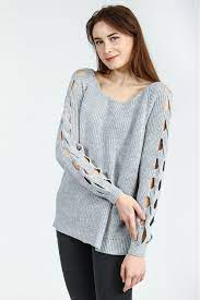 Kadin Gri Kayik Yaka Kazak Kadin Kazak Orgu Collezione Kazak Modelleri Trajes Casuales Moda Emo Bridal