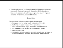 Engineers shall avoid all conduct or practice that deceives the public. Solved The Principal Canons Of The Code Of Engineering Et Chegg Com