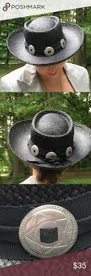 Black Straw Gaucho Hat Black Straw Hat Hat Band Gaucho