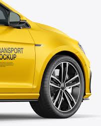 Download Hatchback 5 Doors Mockup Back Half Side View In Vehicle Mockups On Yellow Images Object Mockups PSD Mockup Templates