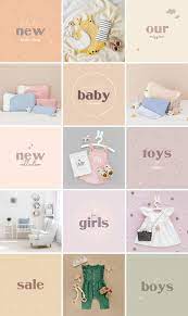 16 Instagram Templates Instagram Grid For Baby Store Children S Goods Store Posts Highlight Covers Canva Template In 2021 Instagram Feed Layout Kids Branding Design Instagram Template Design