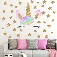 Cute Cartoon Unicorn Wall Stickers For Kids Room Girls Bedroom Home Decor Diy Animal Wallpaper W Girls Room Wall Decor Wall Stickers Bedroom Unicorn Room Decor