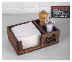 Custom Napkin Holder Wooden Restaurant Personalized Napkin Etsy Napkin Holders For Tables With In 2020 Farmhouse Napkins Rustic Napkins Farmhouse Napkin Holders