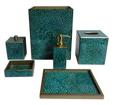 Waylande Gregory Mosaic Turquoise Bath Set Teal Bathroom Accessories Turquoise Bathroom Accessories Mosaic Bathroom Accessories