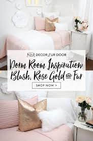 Blush Rose Gold Fur Dorm Bedding Set Dorm Bedding Sets Dorm Room Bedding Dorm Bedding