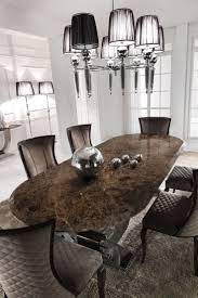 Aron living rose 36 wood and marble laminated dining table, white by aron living. Luxury Italian Brown Marble Oval Dining Set Juliettes Interiors Glamourous Dining Room Dining Room Table Marble Dining Table Marble