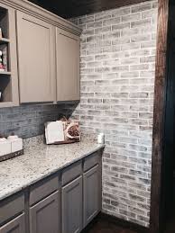 Square brick strip hexagon white porcelain mosaic kitchen backsplash fireplace tiles brick black gray silver white glass mix stone mosaic tile backsplash kitchen jmfgt074 gray stone. Lowes Brick Panels Painted White Brick Backsplash Paint Color Studio Taupe By Behr Faux Brick Brick Backsplash Kitchen Faux Brick Walls Brick Wall Paneling