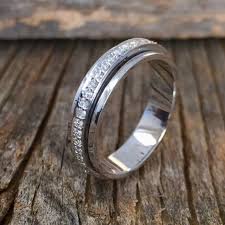 Eternity Wedding Band 18k White Gold Spinner Band Diamond Ring Etsy Blue Diamond Engagement Ring 14k White Gold Diamond Ring Diamond Wedding Bands