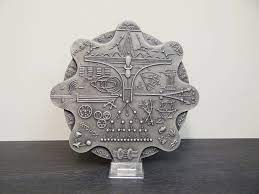 buderus wand relief atomphysik 70er jahre kunstguss eisen plakette serie wissenschaft wands thomson atomic model atom