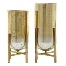 Perfect for wedding decoration and more. Set Of 2 Aluminum And Mercury Glass Candle Holders With Round Base Gold Venus Williams Collection Target