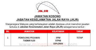 Eksekutif hasil kanan i (teknologi maklumat). Permohonan Jawatan Kosong Jabatan Keselamatan Jalan Raya Jkjr Jun Julai 2019