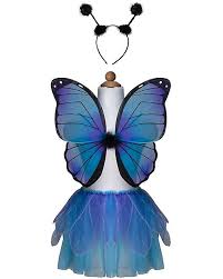 Il vestitino dai colori cangianti é decorato da passamanerie e da fiocchetti di tulle colorati a livello del collo e delle spalle. Great Pretenders Set Per Costume Da Farfalla Midnight Butterfly Comprende Ali Tutu E Cerchietto Bambina