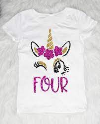Unicorn parties are fun for all ages. Four Unicorn Birthday Birthday Kid Shirt Birthday Shirts For Girls 4th Birthday Outfit 4 Birthday Shirt 4 Year Old Birthday Girl Birthday Girl Shirt Unicorn Birthday Outfit Birthday Shirts