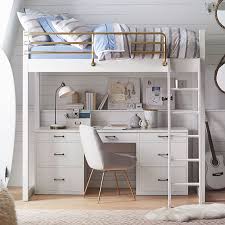 Featuring 5 spacious drawers and shelves on either end of the bed that can double as a desk, the skyway loft bed by canwood is. Waverly Loft Bed With Desk Storage Pottery Barn Teen