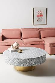 Double layered coffee table with sliding top to reveal aged steel interior shelf specifications: Targua Mother Of Pearl Coffee Table Anthropologie Uk