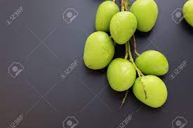 A health snack · taste like indugence · comes in more than green Whole Small Wild Green Mangoes On Dark Background Cut Off Branch Of Tropical Fruit Top View Flat Lay Season Local Food Product Of Thailand Stock Photo Picture And Royalty Free Image Image