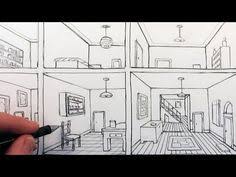 Birds Eye View Drawing Of A Bedroom For Kids How To Draw A Room In One Point Perspective A Bird S Eye View Youtube One Point Perspective One Point Perspective Room Point Perspective