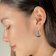 Sterling Silver Triangle Ear Hoops