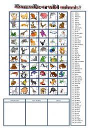 60 ordinary and wild animals esl worksheet by reb77