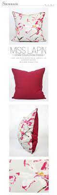 miss lapin 北欧极简 沙发床头 靠包抱枕 玫红色花卉印花方枕 beautiful pillows home collections pillows