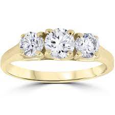 Skip to content skip to navigation. 14k Yellow Gold Three Stone Diamond Anniversary Ring White On Sale Overstock 13271301