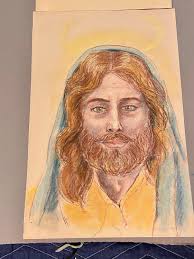 Colorful Sketch “portrait of Christ” Signed D. Beechel 1977