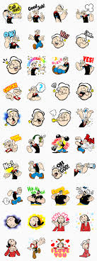Popeye Sticker For Line Whatsapp Android Iphone Ios Cartoon Stickers Sticker Download Iphone Stickers