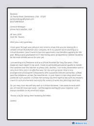 A cover letter serves as a formal introduction to your resume, and allows you to expand on various aspects of your work history. Virtual Assistant Cover Letter Template Online Cover Letter Library