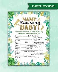 Baby Shower Game Printable Name That Song Baby Succulent Etsy Printable Baby Shower Games Baby Shower Fun Safari Baby Shower
