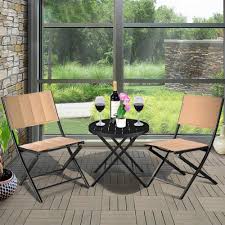 Weerner 3pcs Outdoor Patio Folding Table Chairs Furniture Set Bistro Garden Steel 1000 In 2020 Terrace Furniture Outdoor Furniture Sets Patio Seating