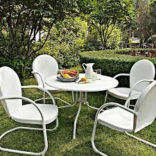 Our commercial outdoor dining tables have been featured at hotels, hoa communities, public swimming pools, and cruise ships all over the world! Griffith Nostalgic White 5 Piece Outdoor Patio Dining Set 7j749 Lamps Plus