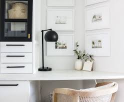 Small Home Office With Built In Ikea Cabinets Designed Simple Two malm desks and three looking for the ultimate ikea desk hack? home office with built in ikea cabinets
