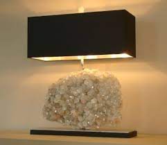 table lamp apophyllite and stilbite empel collections materials used for the base wood and steel in warm silver kristallen lampen kristal decor decoraties